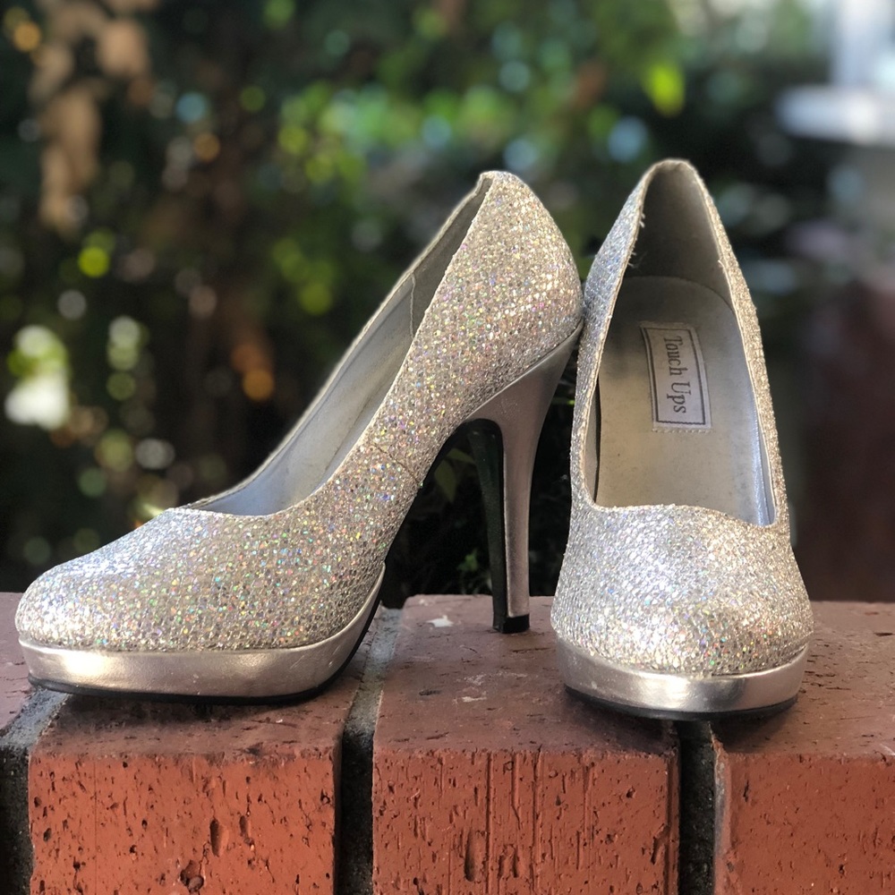 Silver Sparkle Rhinestone look Heels
